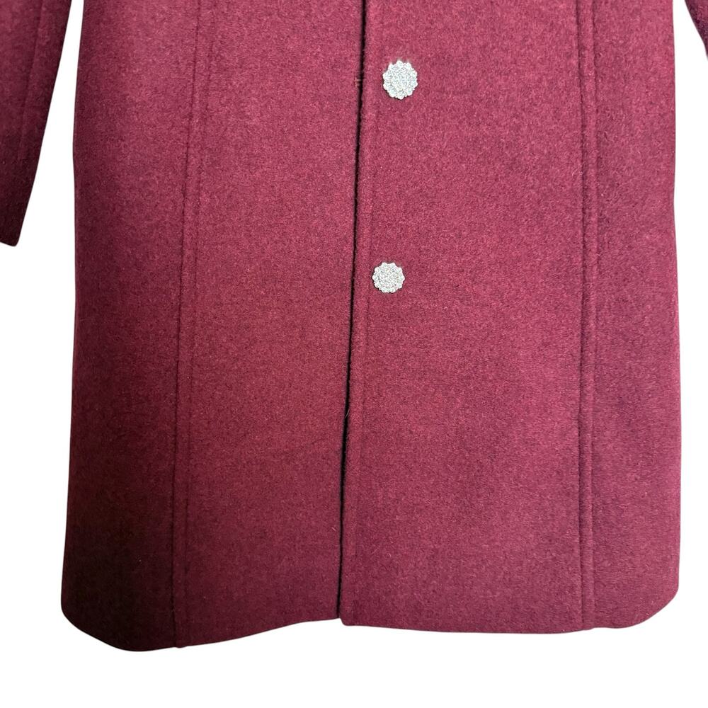 J.Crew Red Wool Lady Day Jeweled Rhinestone Button Coat Size 0 Petite - Picture 7 of 12